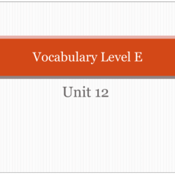 Vocabulary level e unit 4