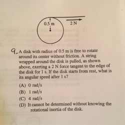 A disk with a radius of 0.1 m is spinning